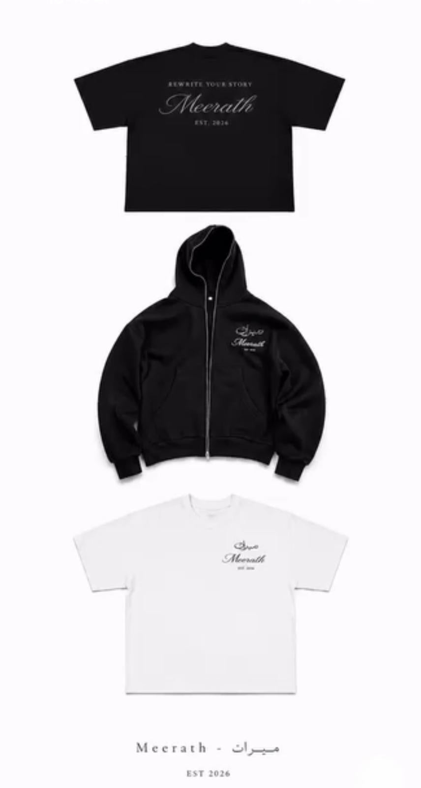 Meerath Classics - Black Essential Zip-Up Hoodie
