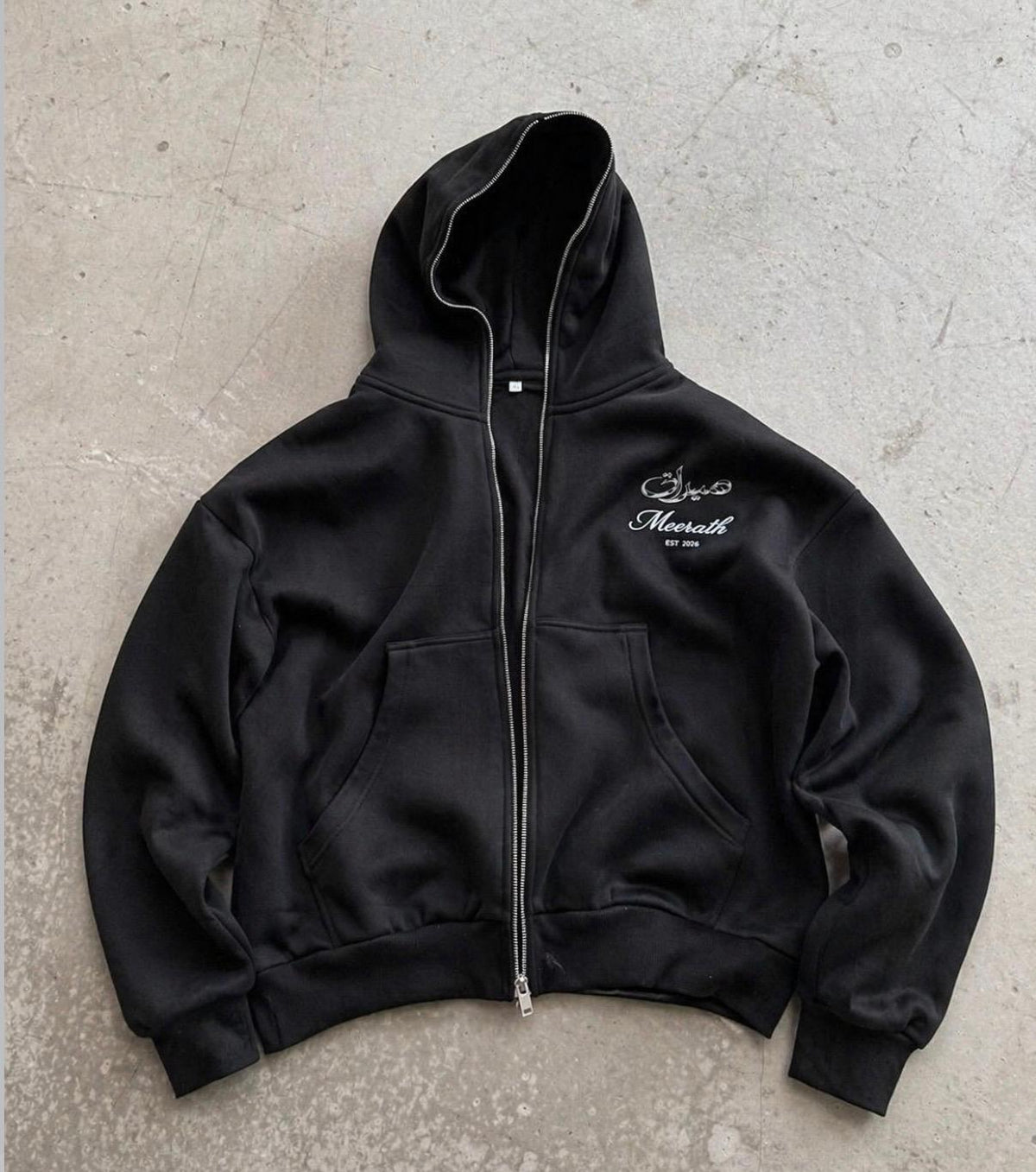 Meerath Classics - Black Essential Zip-Up Hoodie